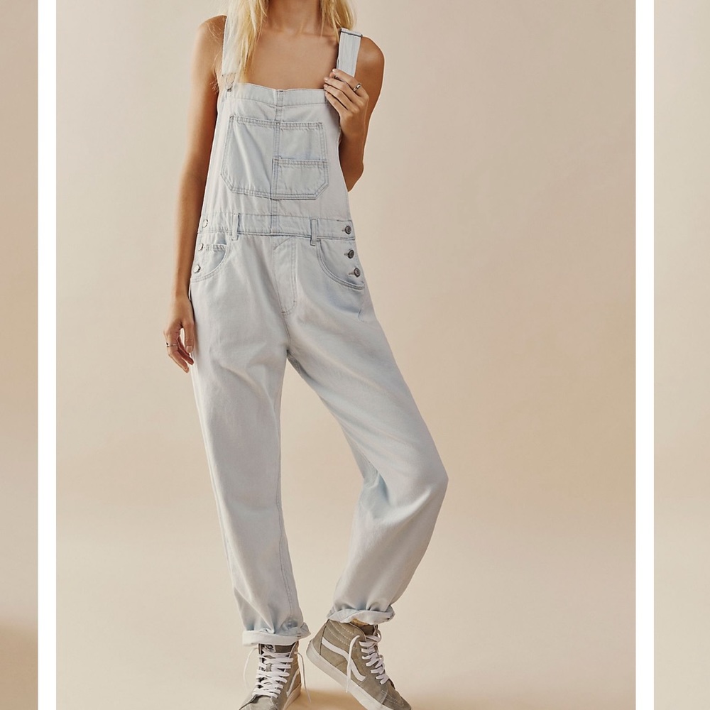 Free People Light Blue Denim Jumpsuit